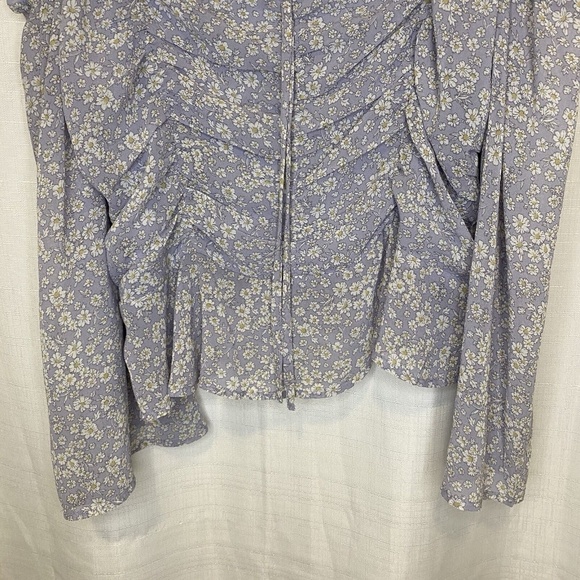 Astr Purple Floral Cold Shoulder Peplum Top - Picture 4 of 8